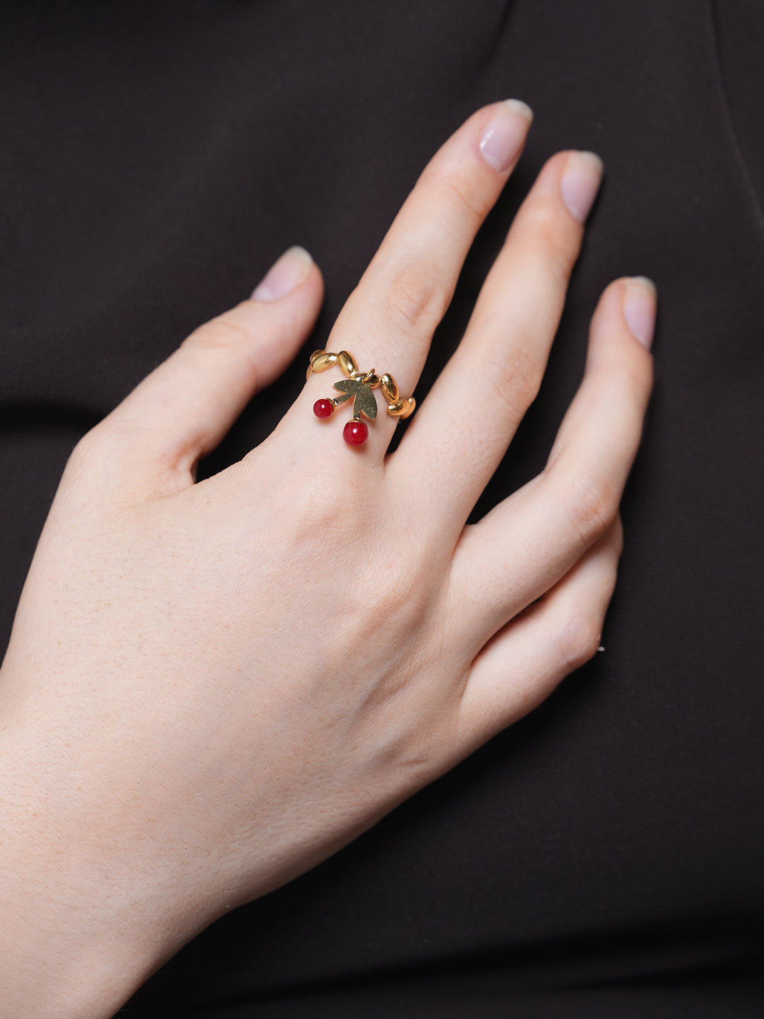 Cherry Drop Open Ring
