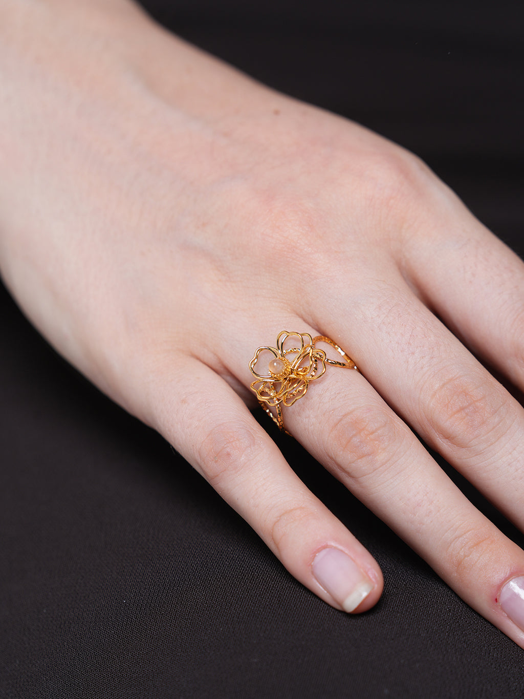 Open Adjustable Flower Ring