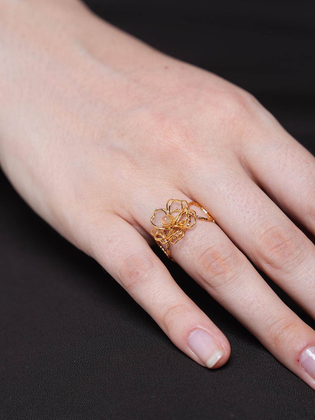 Open Adjustable Flower Ring