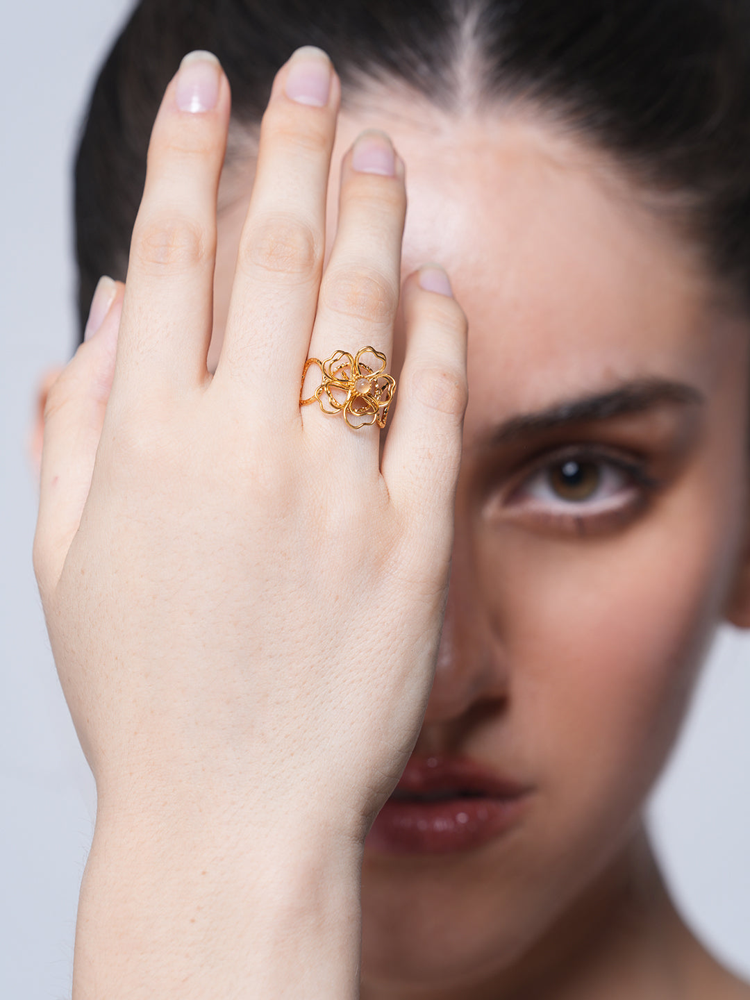 Open Adjustable Flower Ring