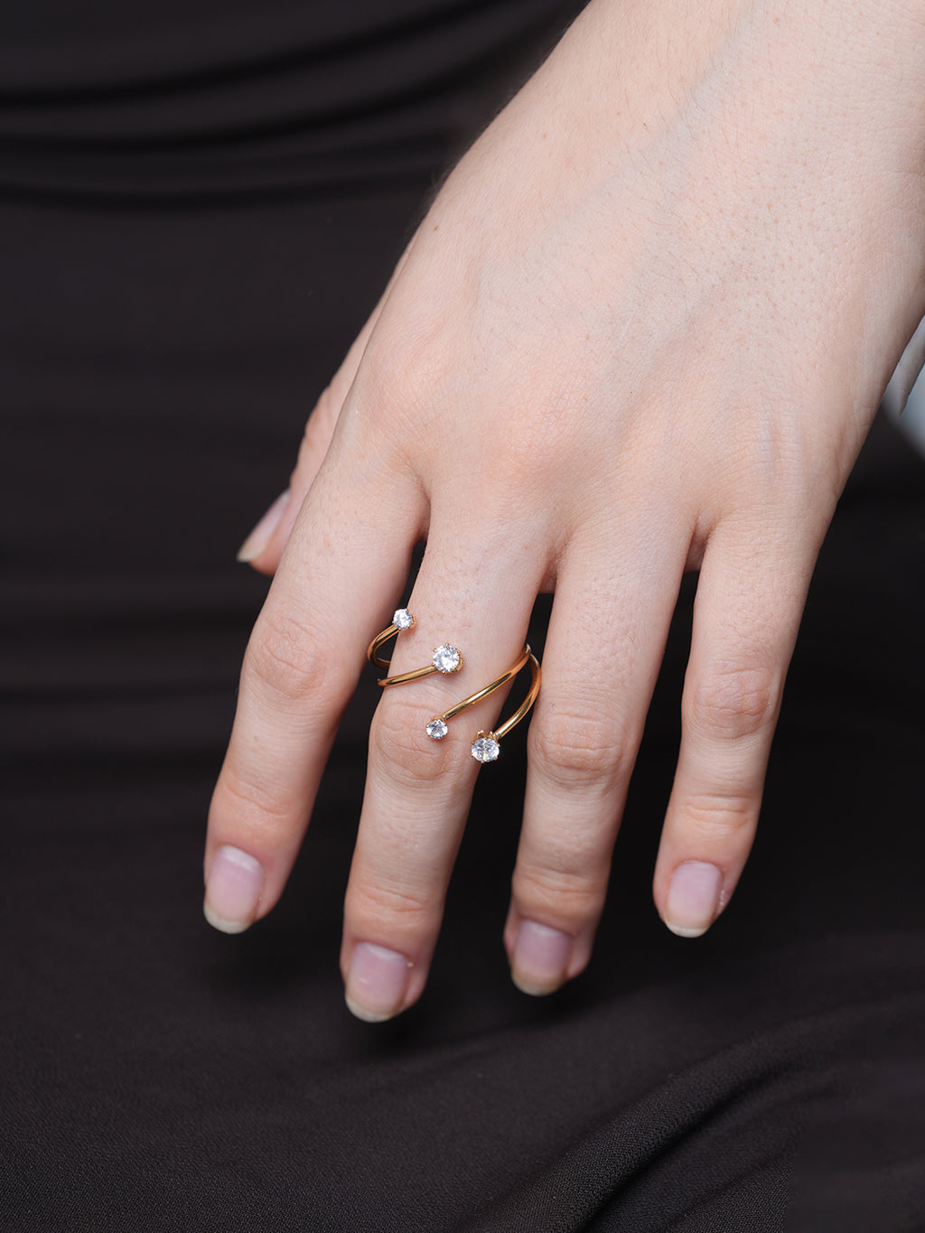 Gold Zircon Open Size Ring