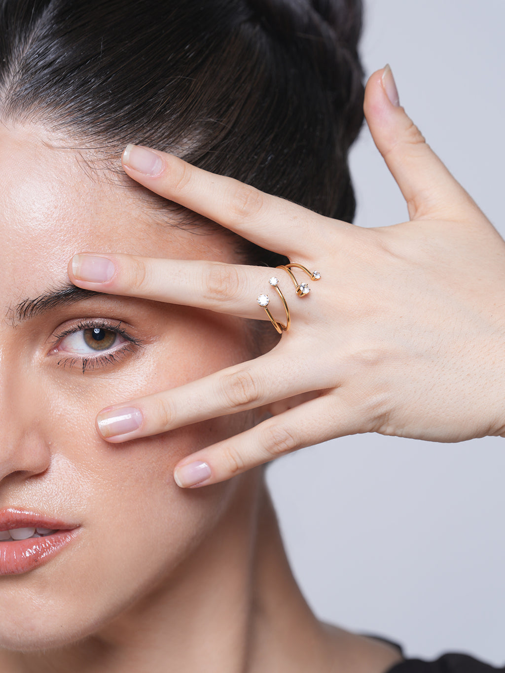 Gold Zircon Open Size Ring