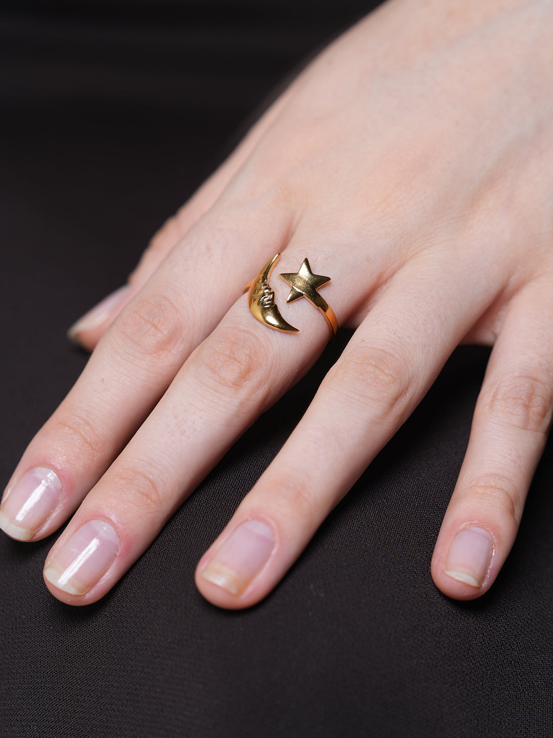 Star Moon Asymmetrical Ring