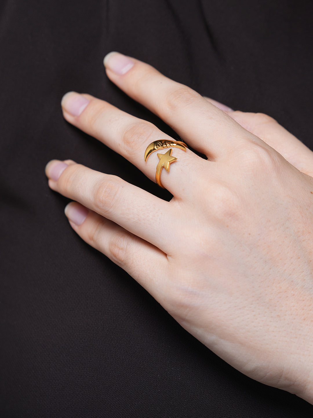 Star Moon Asymmetrical Ring