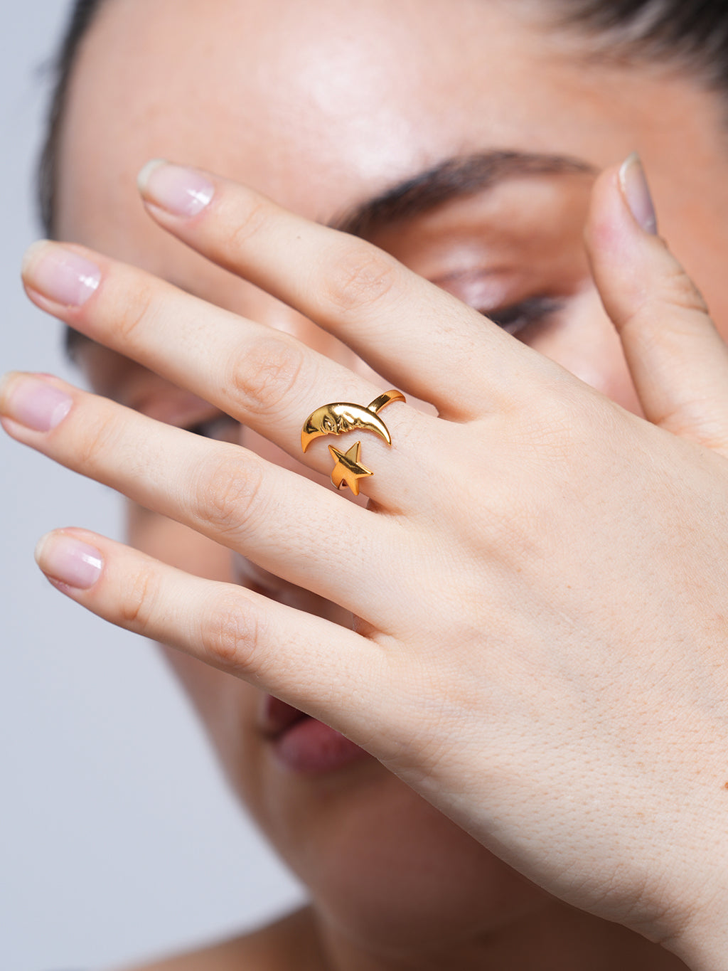 Star Moon Asymmetrical Ring