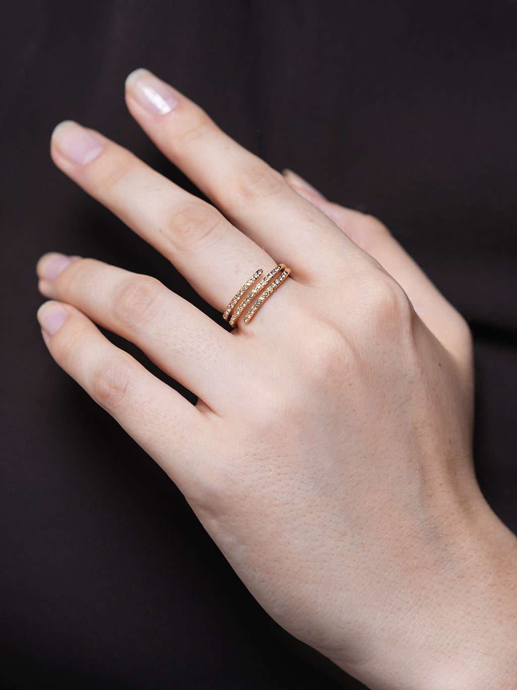 Shiny Cubic Zirconia Geometry Layered Ring Size 7