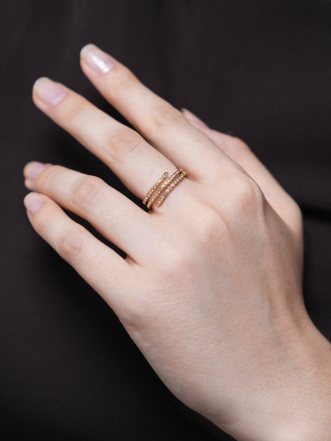 Shiny Cubic Zirconia Geometry Layered Ring Size 7