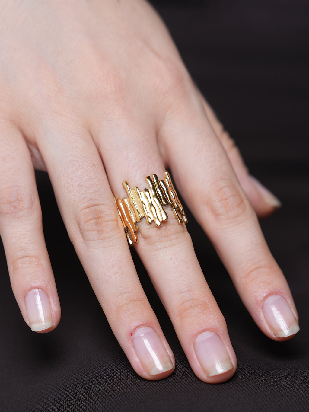 Geometric Minimalist Asymmetrical Adjustable Open Ring