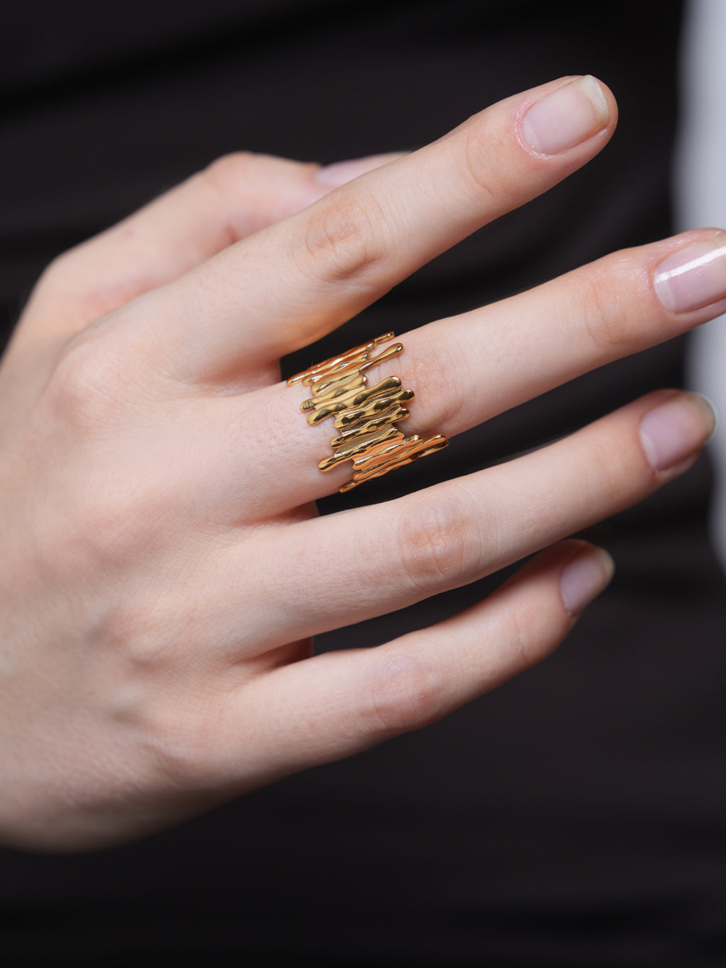 Geometric Minimalist Asymmetrical Adjustable Open Ring