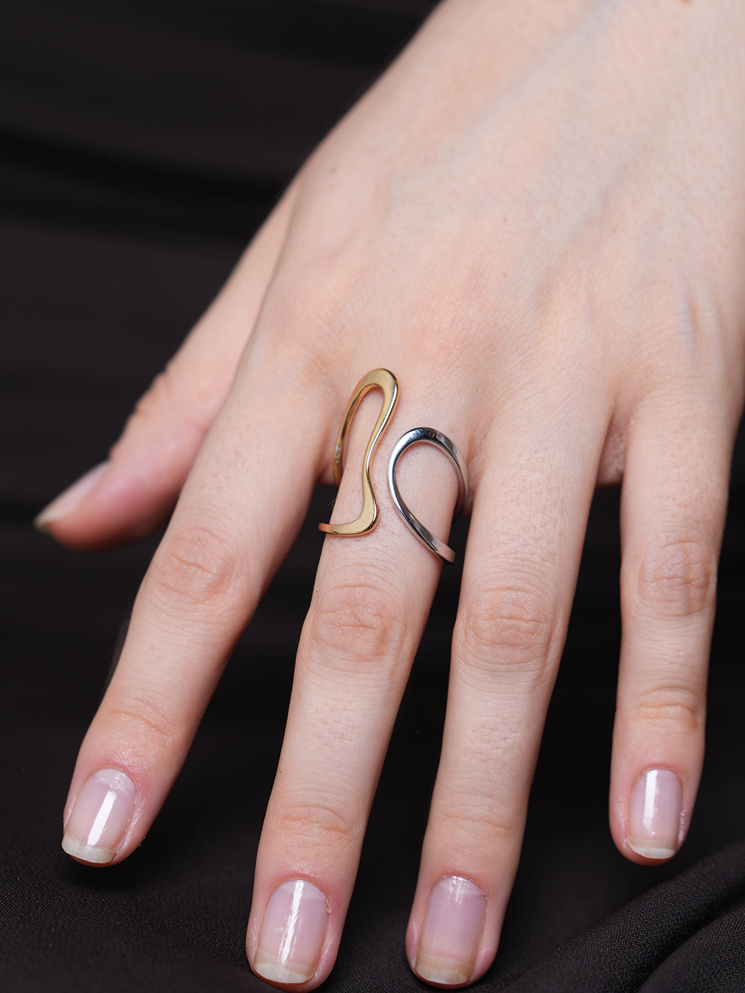 Two-Tone Abstract Open Ring