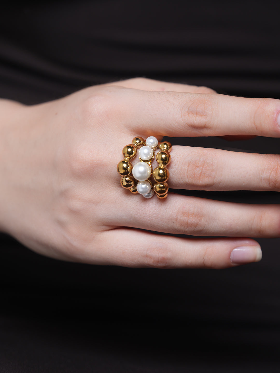 Pearl Ball Layered Ring