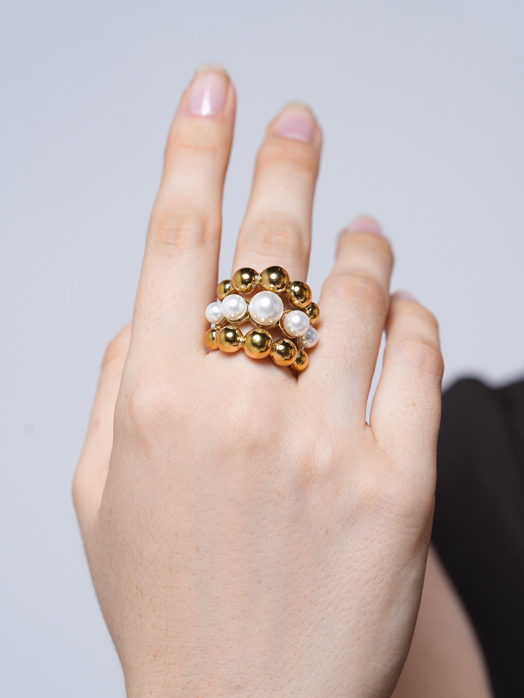 Pearl Ball Layered Ring