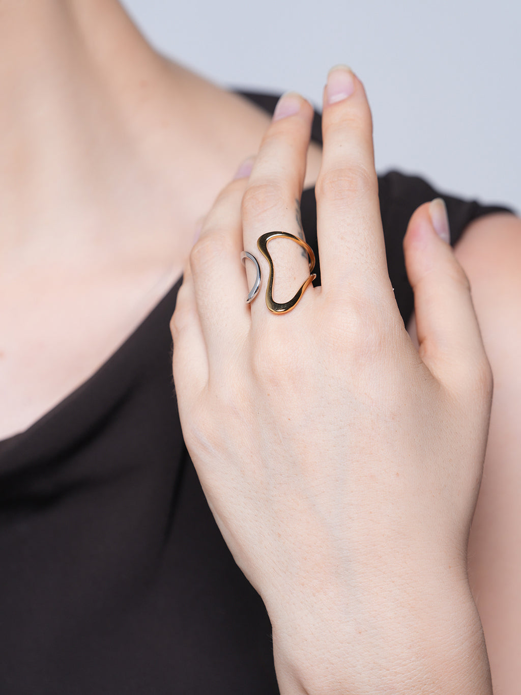 Two-Tone Abstract Open Ring