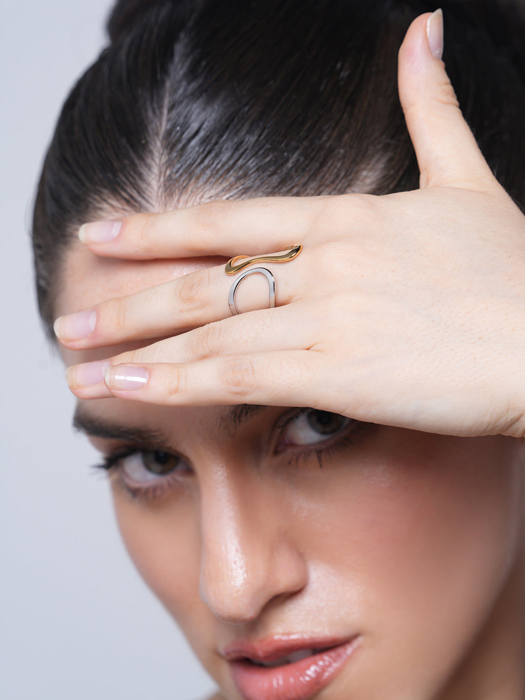 Two-Tone Abstract Open Ring
