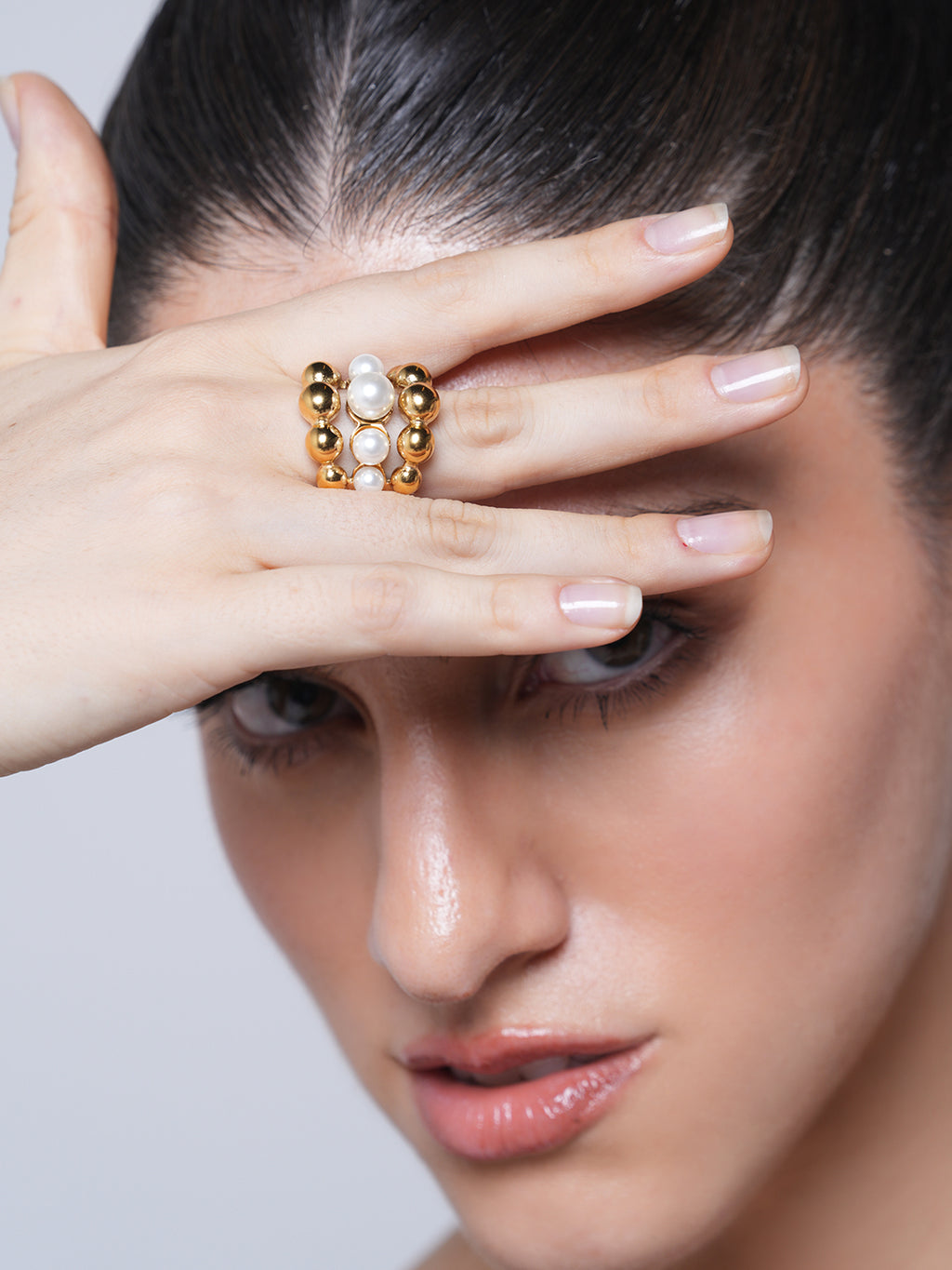 Pearl Ball Layered Ring