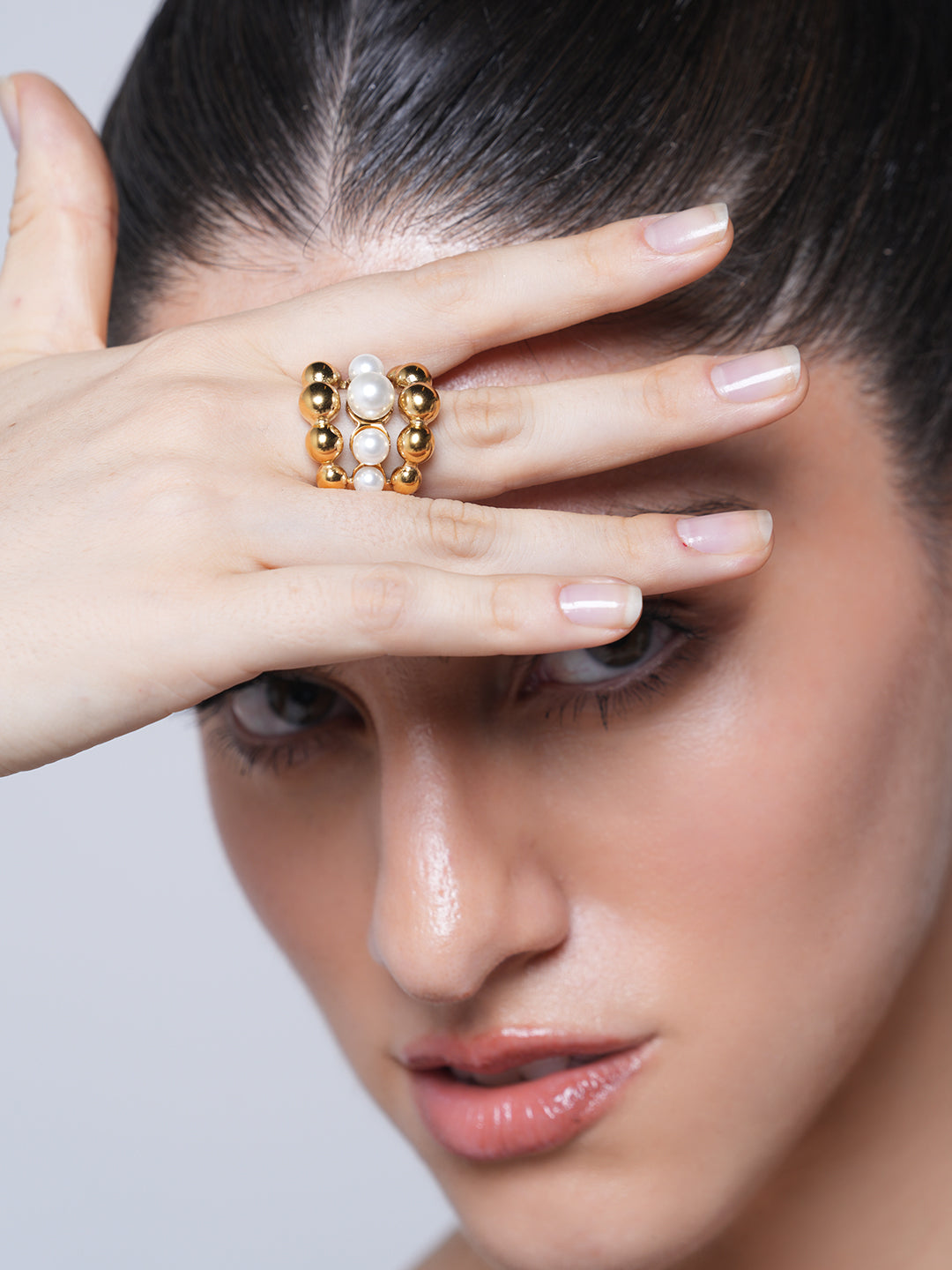 Pearl Ball Layered Ring