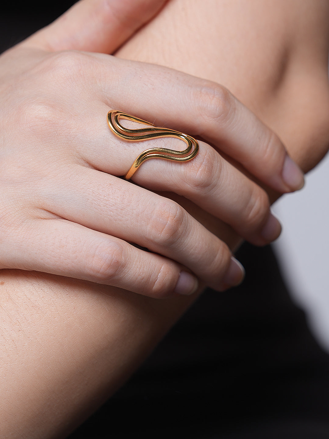 Double Layer S Shaped Open Ring