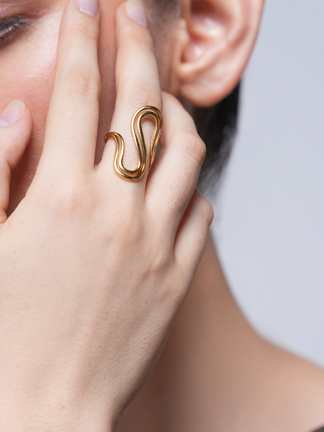 Double Layer S Shaped Open Ring