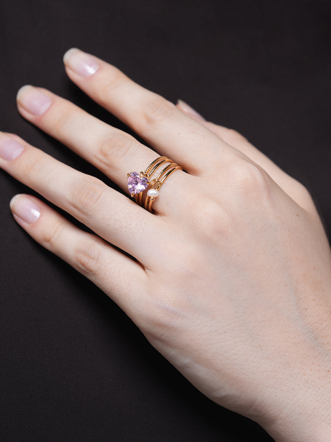Pink Heart Charm Ring