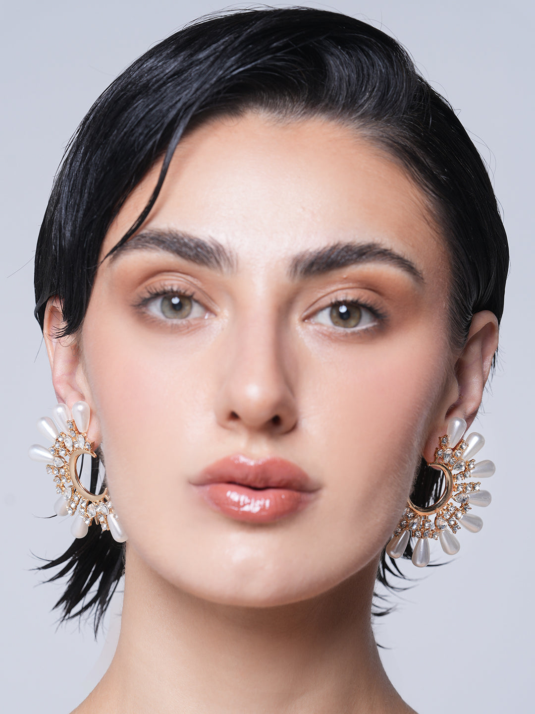 Half Moon Flower Earrings