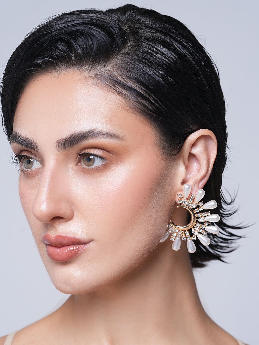 Half Moon Flower Earrings