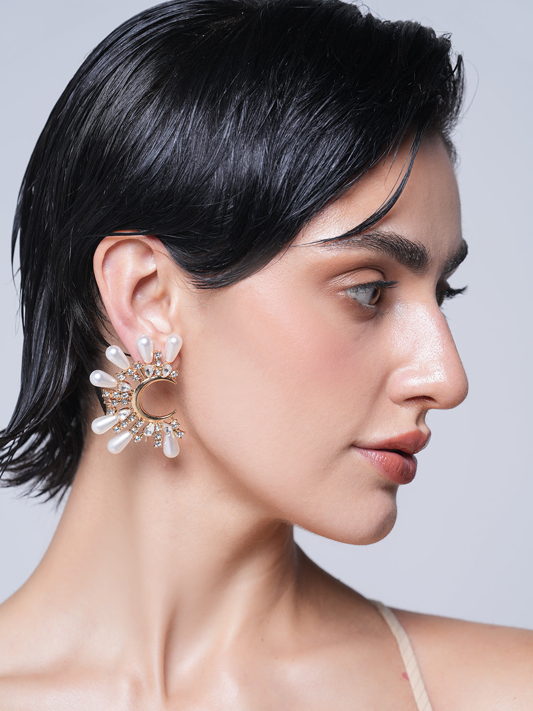 Half Moon Flower Earrings