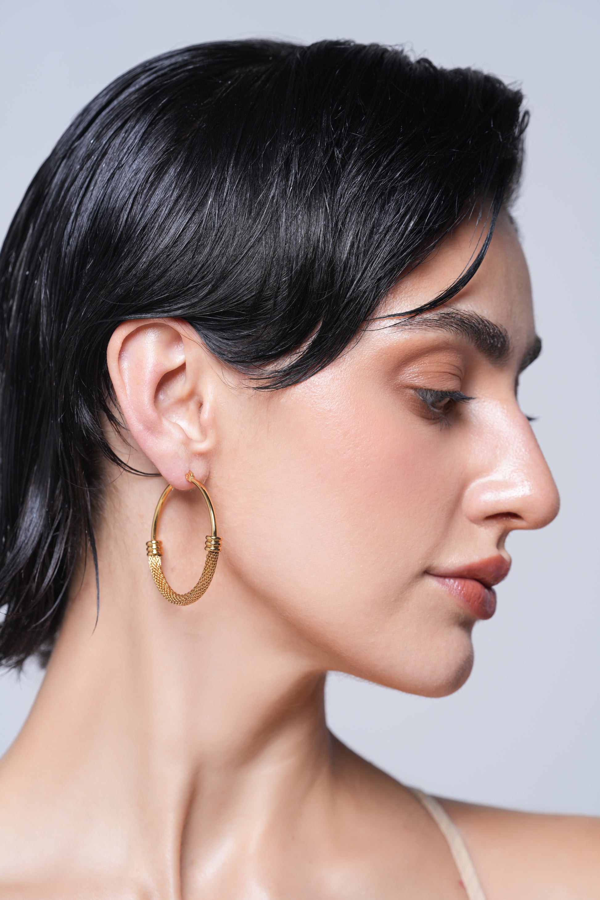 Half Mesh Round Hoops