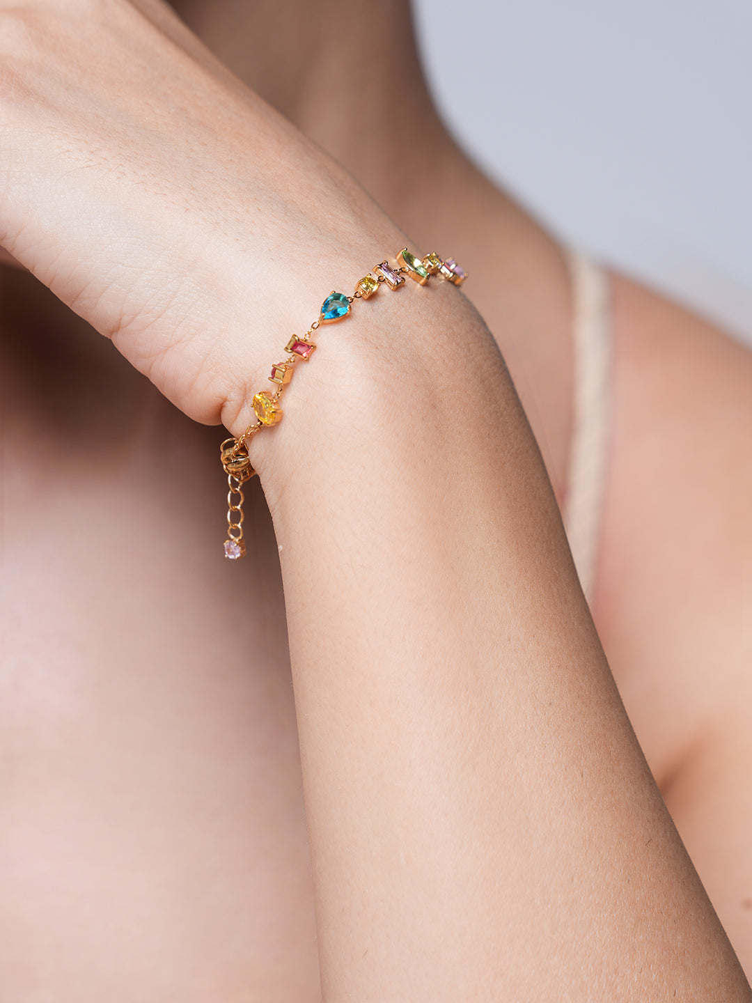 Colorful Cubic Zircon Chain Bracelet
