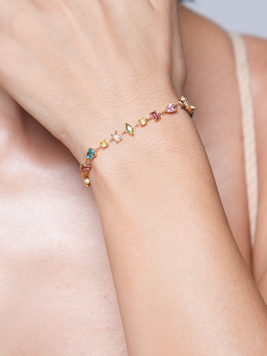 Colorful Cubic Zircon Chain Bracelet