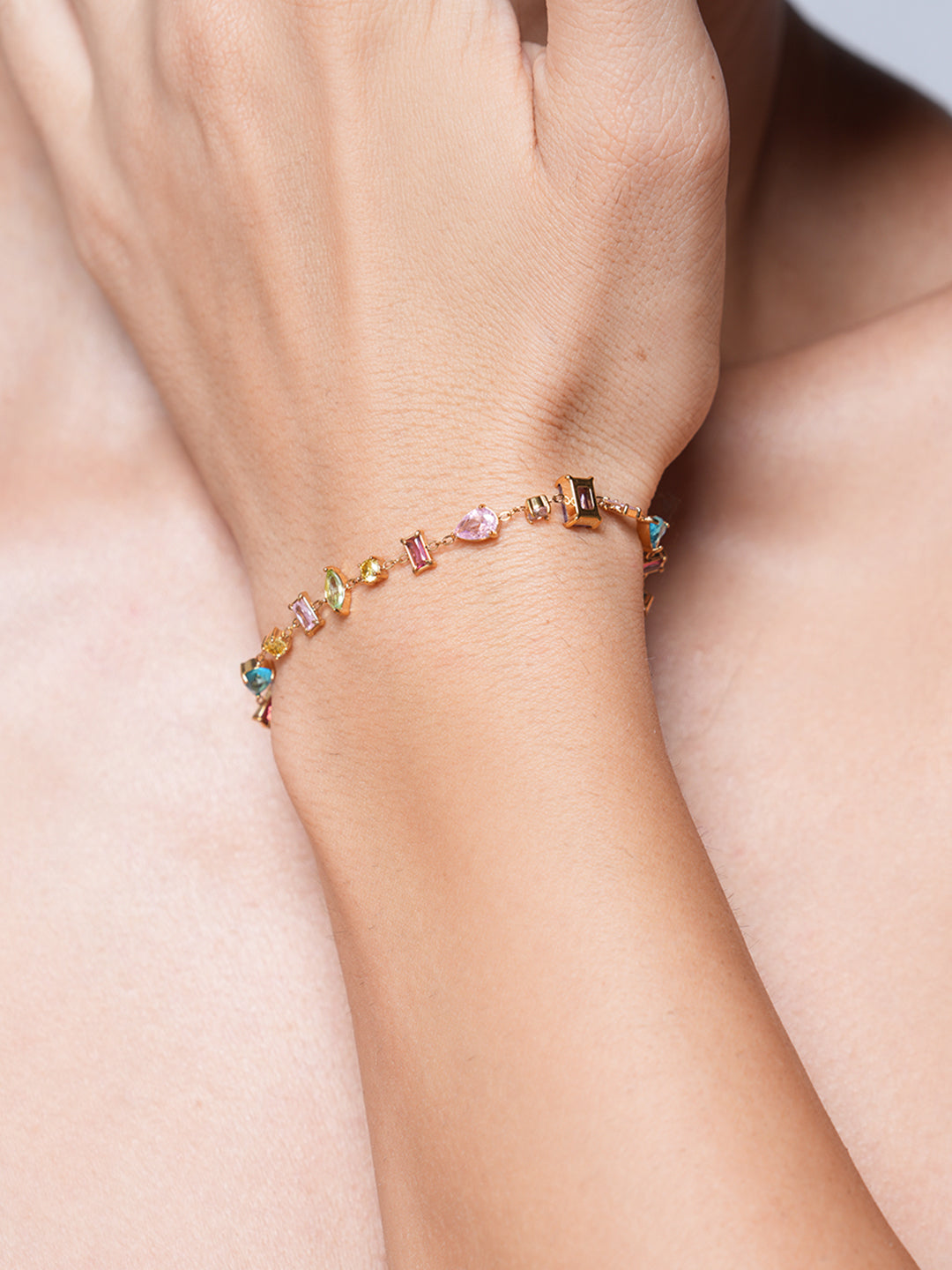 Colorful Cubic Zircon Chain Bracelet