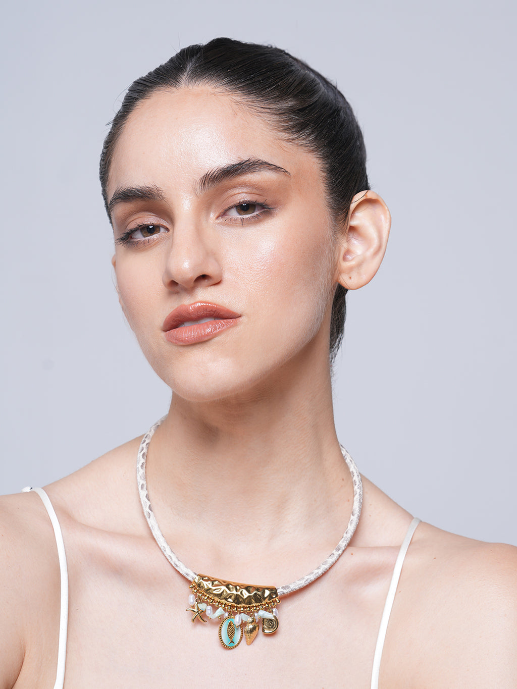 Simulated Pearl Starfish Conch Pendant Necklace