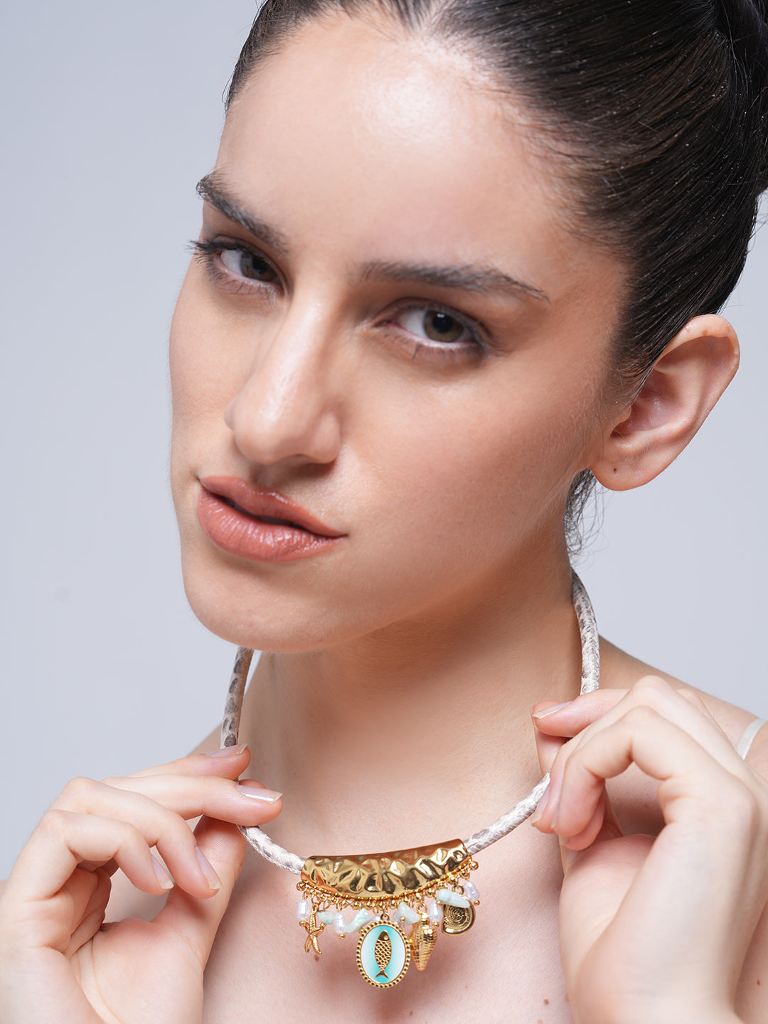 Simulated Pearl Starfish Conch Pendant Necklace