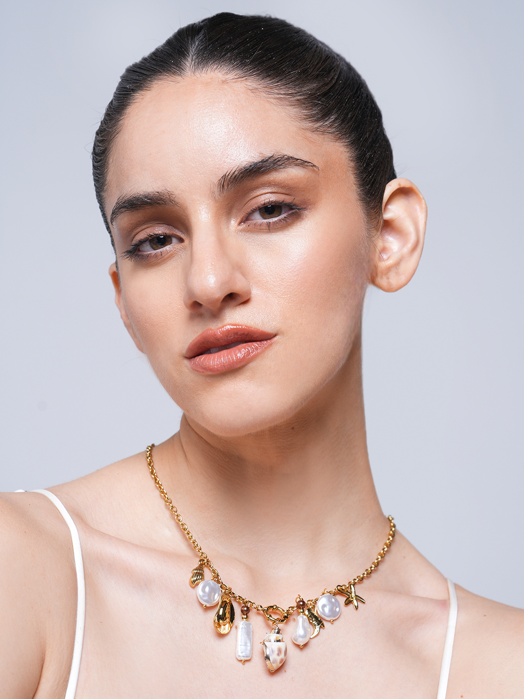 18K PVD Gold Plating Stainless Steel Coral Starfish Ocean Necklace