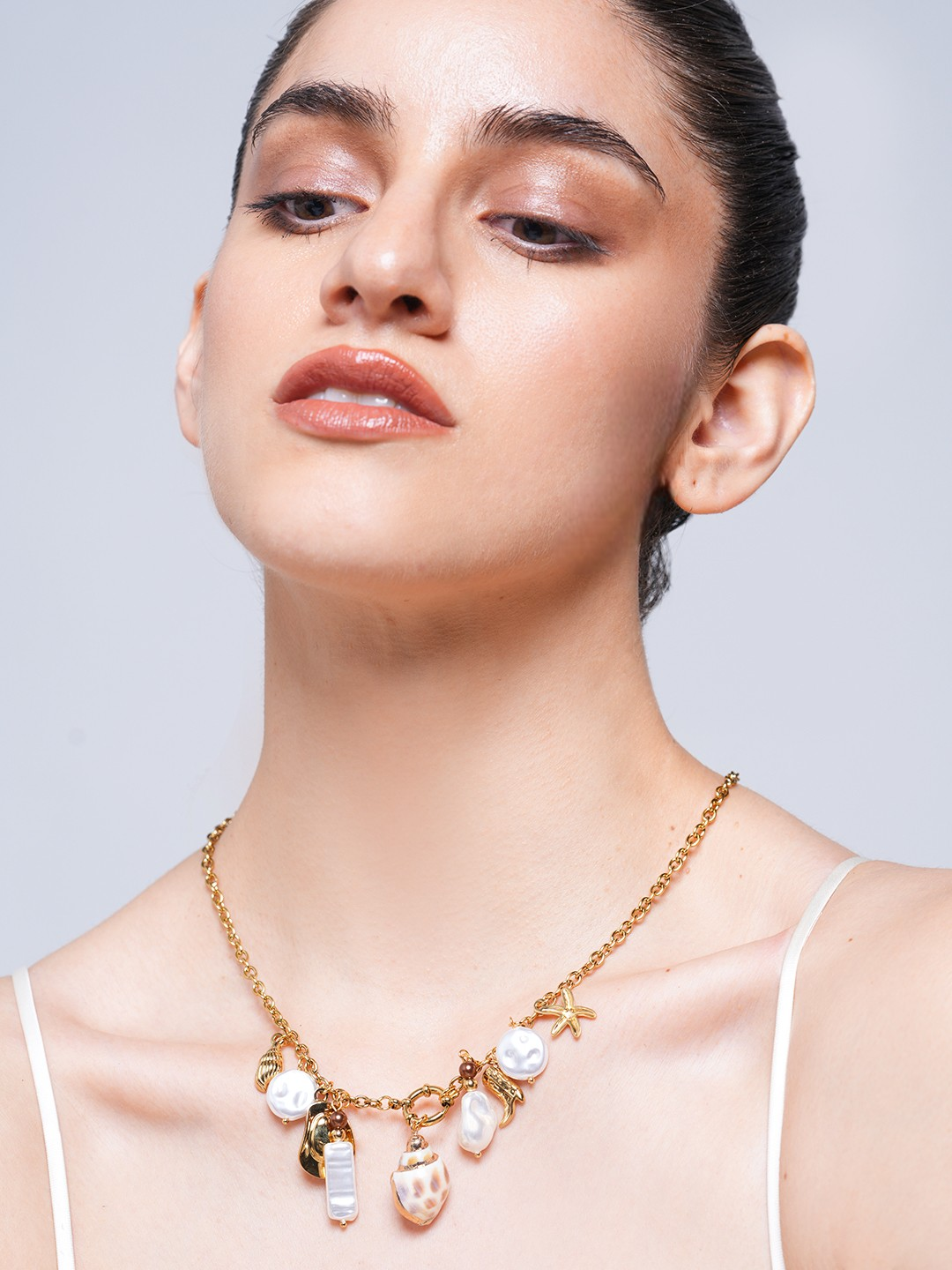 18K PVD Gold Plating Stainless Steel Coral Starfish Ocean Necklace