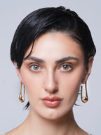 Pearls Geometric Huggie Earrings