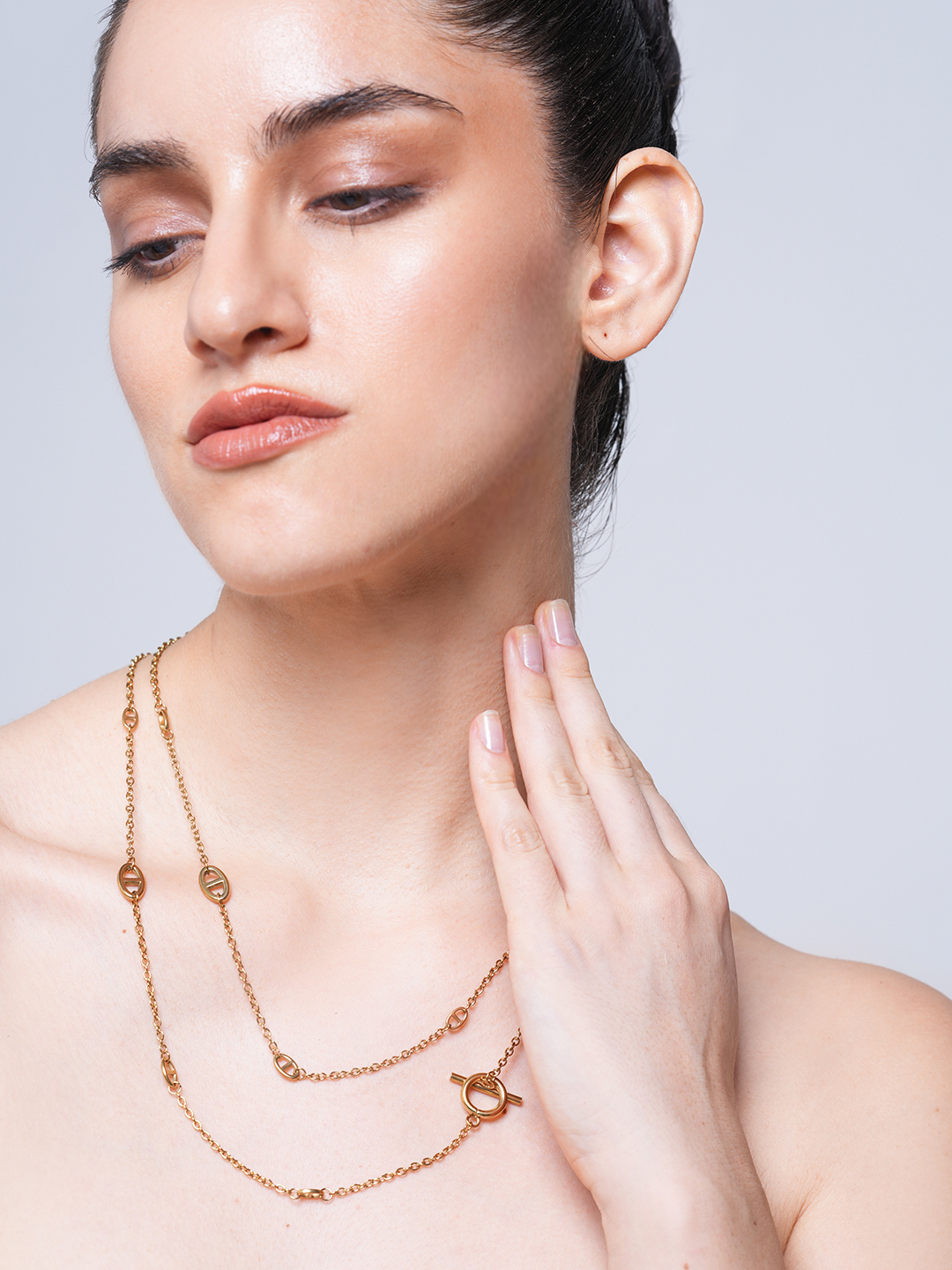 Pig Nose Charm Long Chain