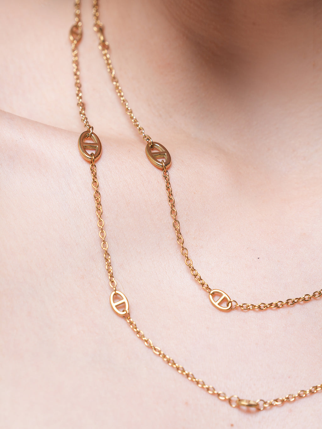 Pig Nose Charm Long Chain