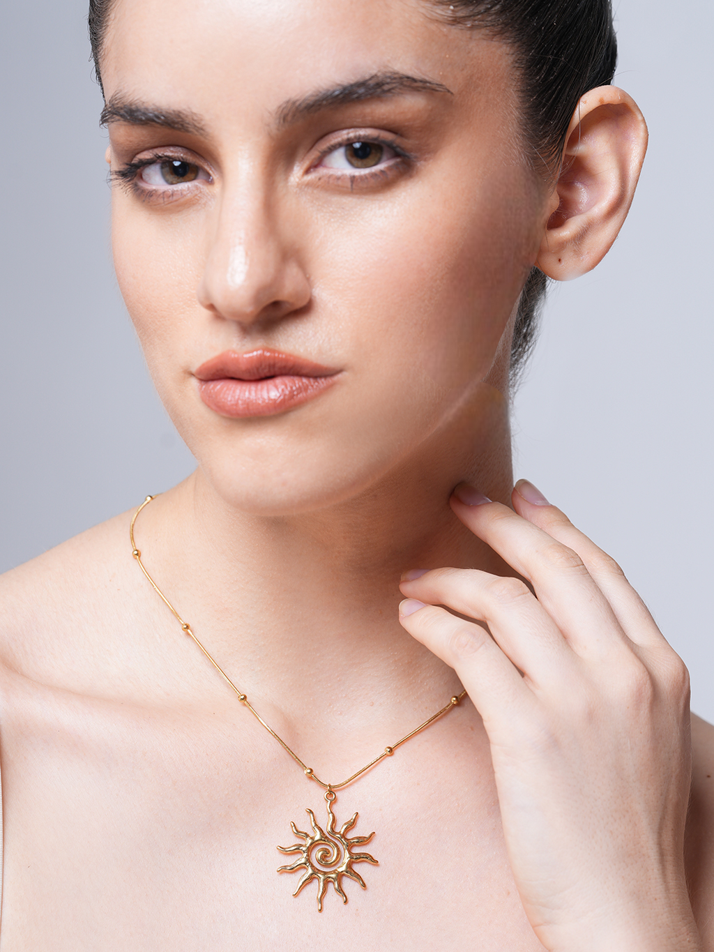 Spiral Sun Pendant Necklace