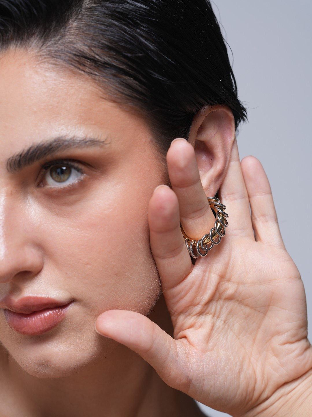 C Shaped Small Circle Mixed Color Earrings