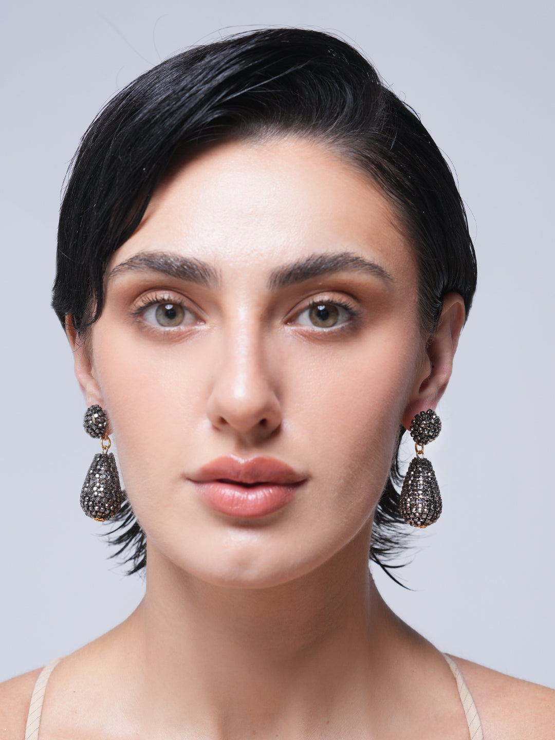 Designer Black Rhinestone Earrings