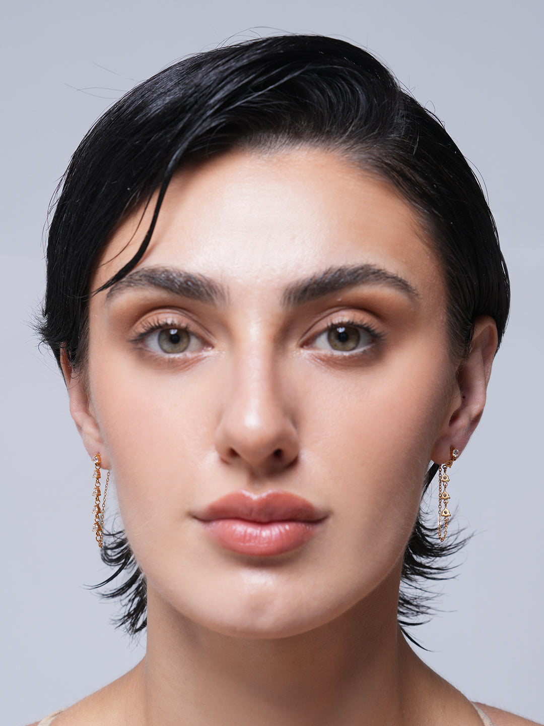 White Cubic Zirconia Chain Drop Earrings