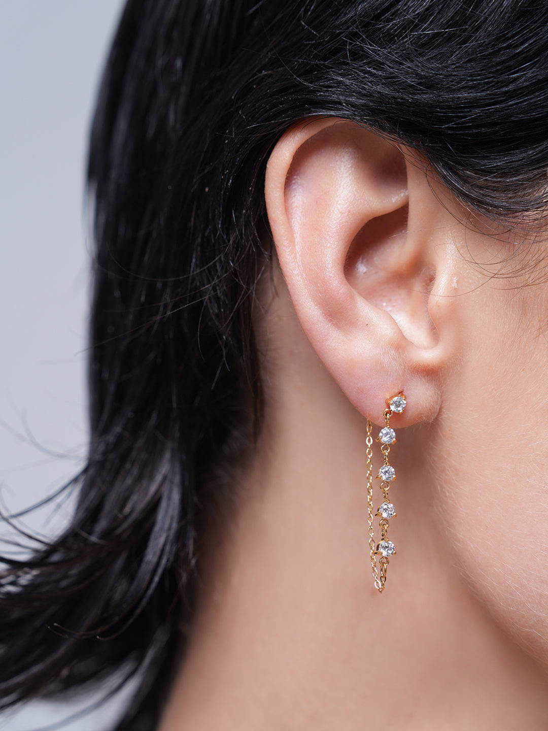 White Cubic Zirconia Chain Drop Earrings