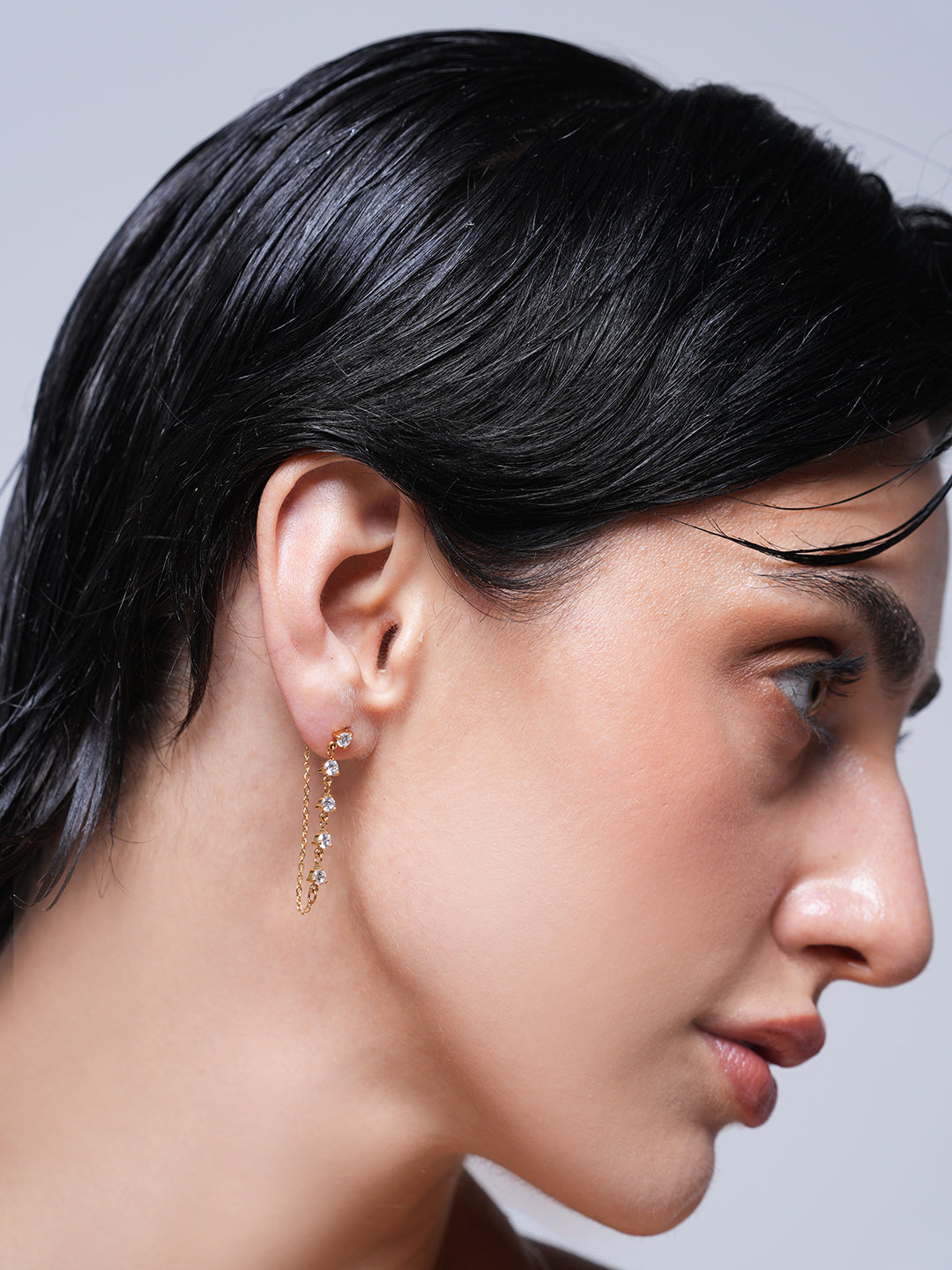 White Cubic Zirconia Chain Drop Earrings