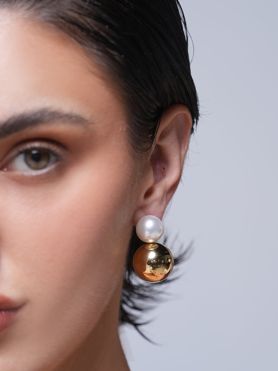 Ball Dangle Pearl Stud Earrings
