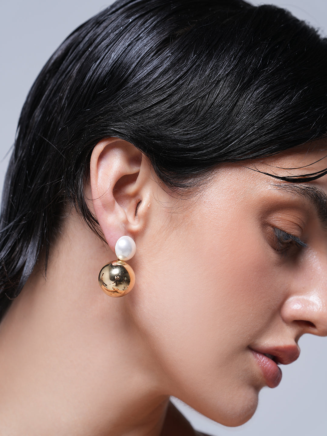 Ball Dangle Pearl Stud Earrings
