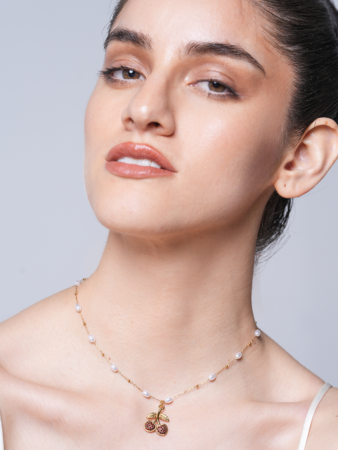 Zircon Cherry Pendant Necklace