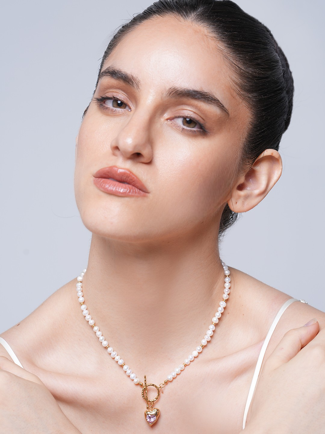 Natural Freshwater Pearl Heart Pendant Necklace