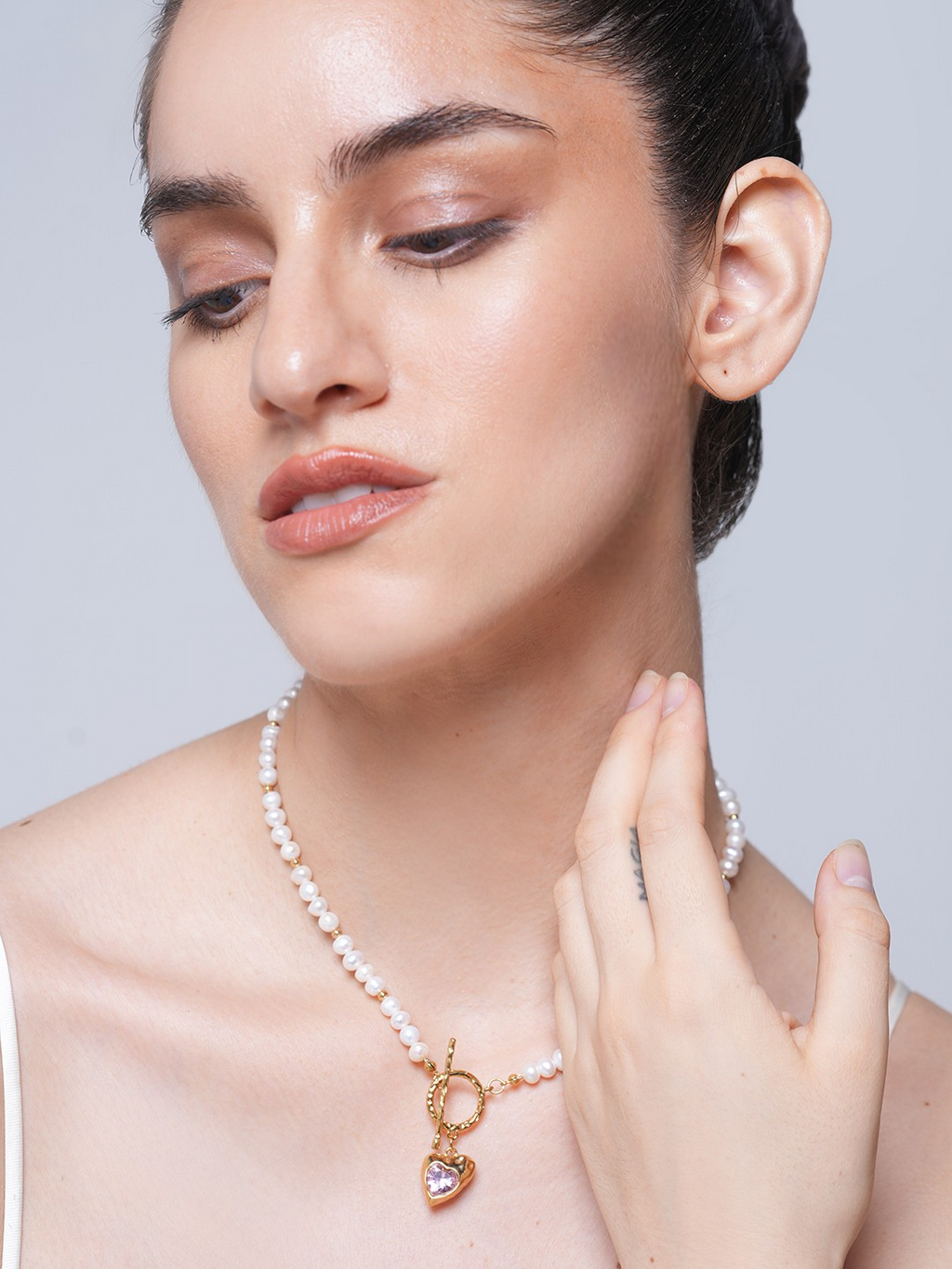 Natural Freshwater Pearl Heart Pendant Necklace