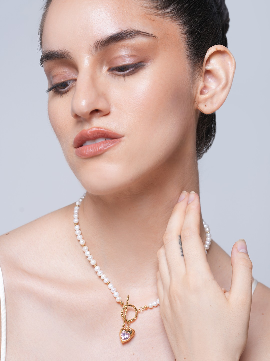 Natural Freshwater Pearl Heart Pendant Necklace