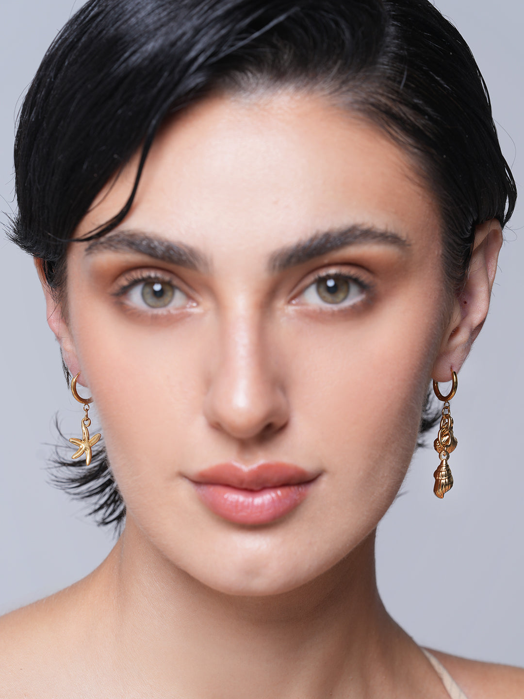 Star Seashell Drop Earrings